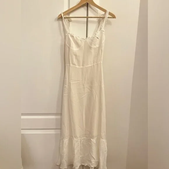 NWT Reformation Nikita Midi Dress in White Ivory Tie Straps Bridal | size 6 - Picture 5 of 12